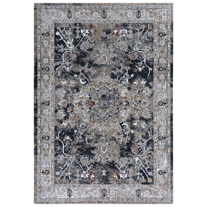 Alora Decor Sanction 8' x 10' Black/Black/Multi Color Power-Loomed Area Rug