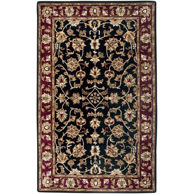 Alora Decor Sareena 8' Round Border Black Burgundy Sage Tan Off White Area Rug