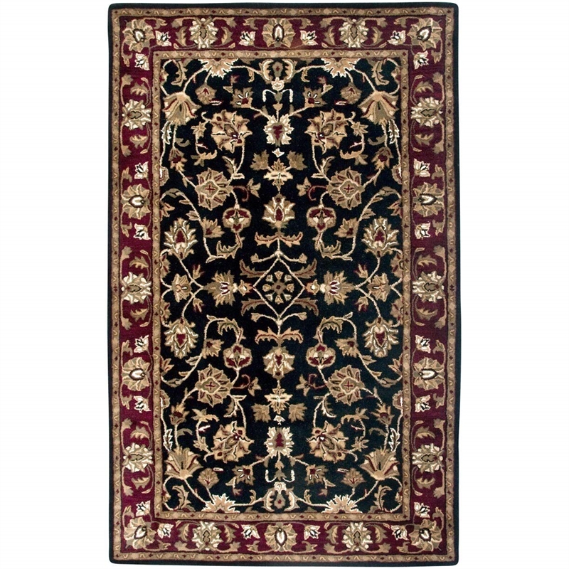 Alora Decor Sareena 8' Round Border Black Burgundy Sage Tan Off White Area Rug