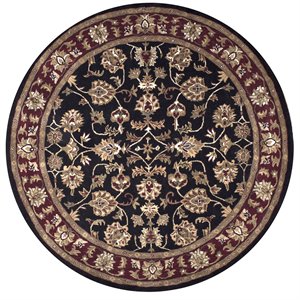 alora decor sareena 8' round border black burgundy sage tan off white area rug
