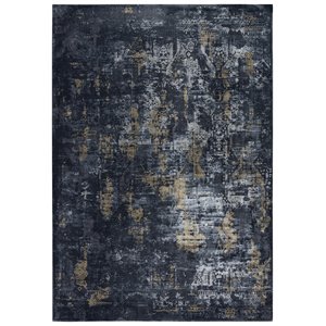 Alora Decor Spring 3'11&quot x 5'6&quot Gray/Black/Blue/Black/Gray Power-Loomed Area Rug