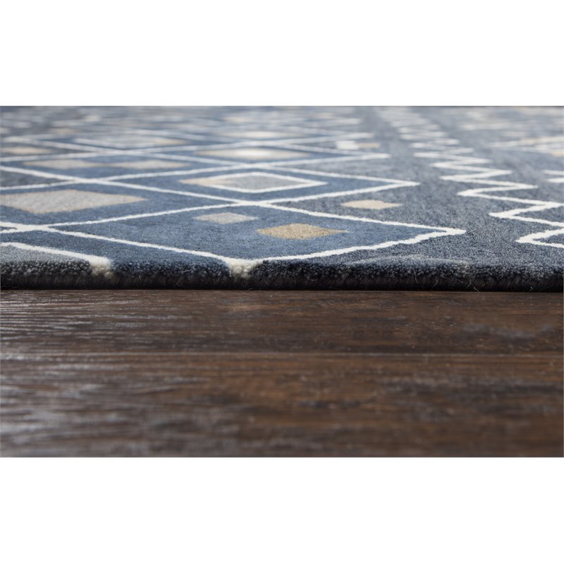 Alora Decor Pueblo 5' x 8' Tribal Indigo/Natural/Blue/Gray Hand-Tufted Area Rug