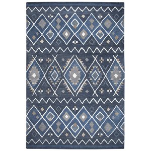 Alora Decor Pueblo 5' x 8' Tribal Indigo/Natural/Blue/Gray Hand-Tufted Area Rug