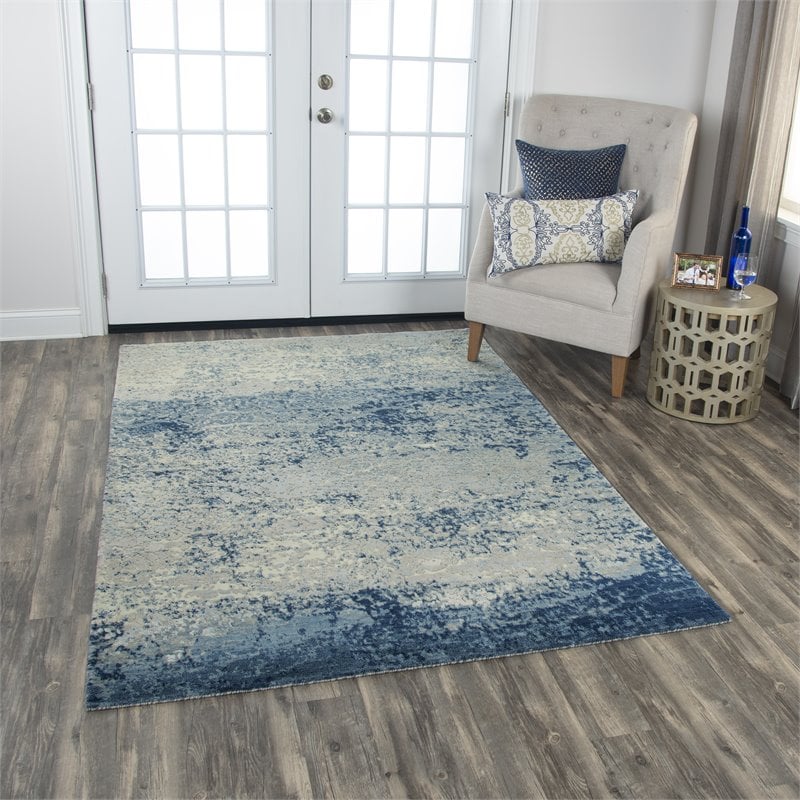 Alora Decor Radiant 10' x 13' Abstract Blue/Ivory/Gray Hybrid Area Rug
