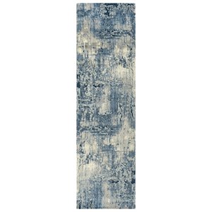Alora Decor Radiant 2'6&quot x 8' Abstract Blue/Ivory/Gray Hybrid Area Rug