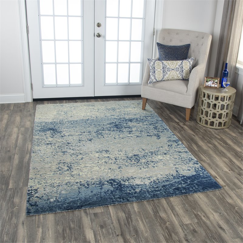 Alora Decor Radiant 9' x 12' Abstract Blue/Ivory/Gray Hybrid Area Rug