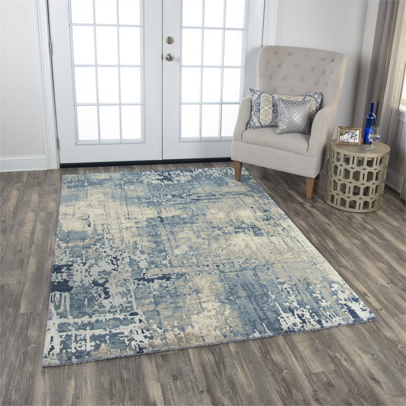 Alora Decor Radiant 5' x 8' Abstract Blue/Ivory/Gray Hybrid Area Rug