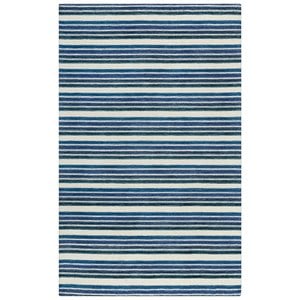 Alora Decor Rivera 5' x 8' Stripe Blue/Ivory Hand-Tufted Area Rug