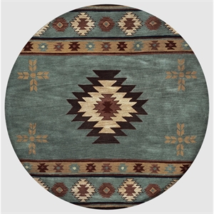 Alora Decor Ryder 8' Round Tribal Gray Blue/Rust/Burgundy/Tan/Khaki Area Rug
