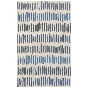 Alora Decor Rivera 7'9&quot x 9'9&quot Stripe Ivory/Blue/Ivory/Charcoal Area Rug