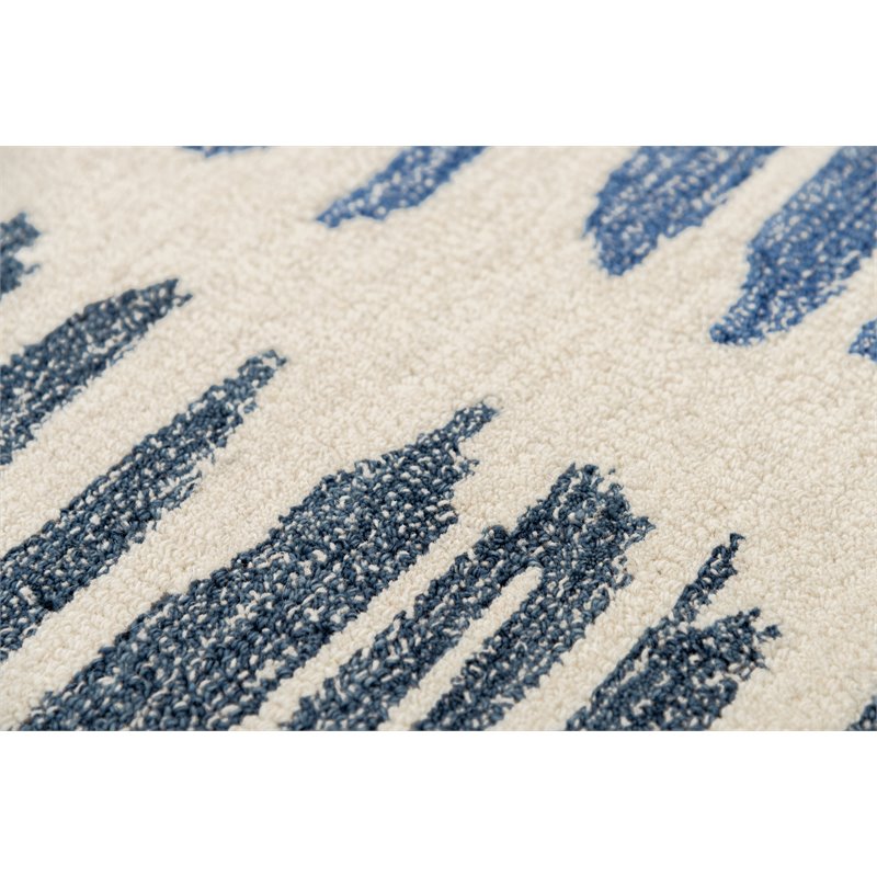 Alora Decor Rivera 5' x 8' Stripe Ivory/Blue/Ivory/Charcoal Hand-Tufted Area Rug