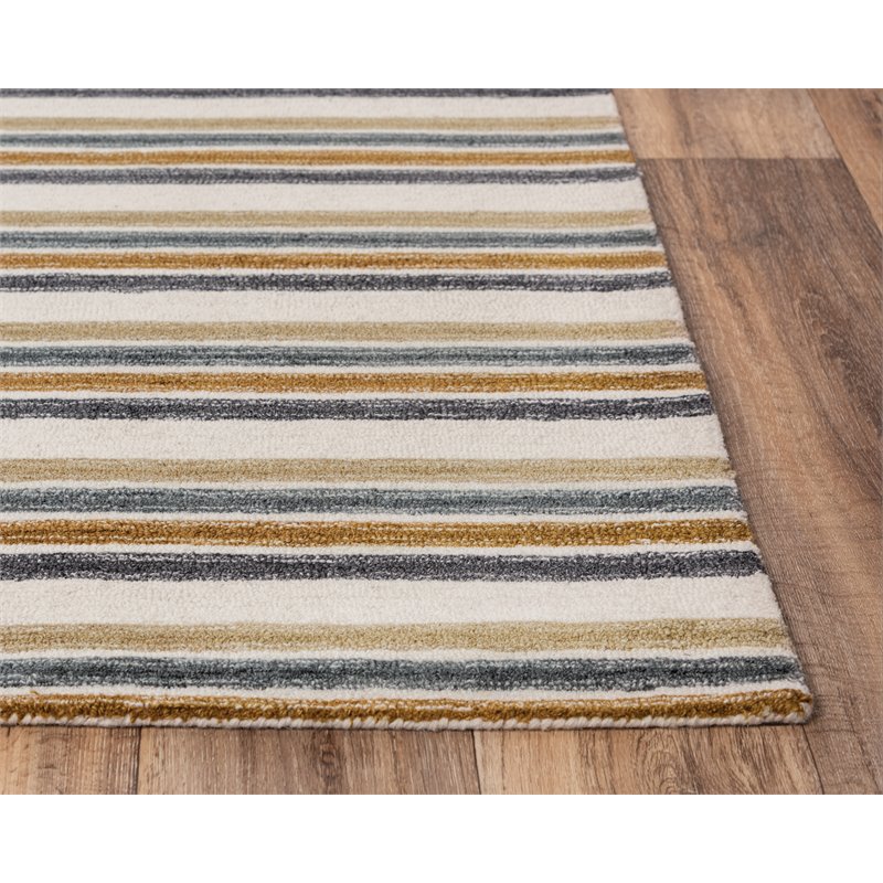 Alora Decor Rivera 5' x 8' Stripe Ivory/Beige/Charcoal Hand-Tufted Area Rug