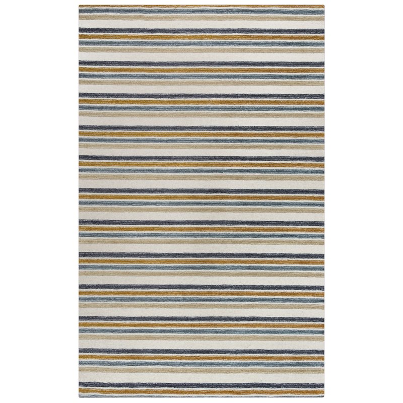 Alora Decor Rivera 5' x 8' Stripe Ivory/Beige/Charcoal Hand-Tufted Area Rug