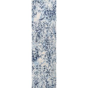 Alora Decor Swagger 2'3&quot x 7'7&quot Distress Patchwork Ivory/Blue/Dk Blue Area Rug