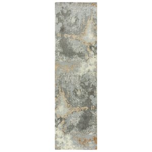 Alora Decor Radiant 2'6&quot x 10' Abstract Gray/Ivory/Beige Hybrid Area Rug