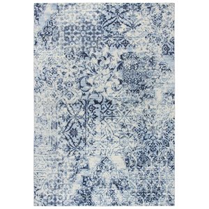 Alora Decor Swagger 3'3&quot x 5'3&quot Distress Patchwork Ivory/Blue/Dk Blue Area Rug