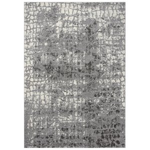 Alora Decor Venice 6'7&quot x 9'6&quot Abstract Ivory/Gray Power-Loomed Area Rug