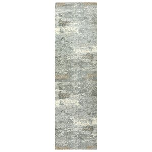 Alora Decor Radiant 2'6&quot x 8' Abstract Gray/Ivory/Gray Hybrid Area Rug