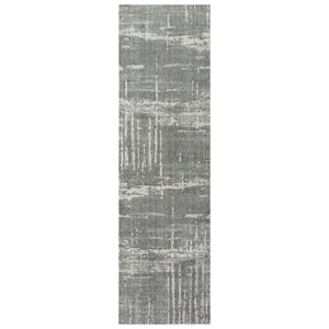 Alora Decor Radiant 2'6&quot x 10' Abstract Gray/Lt. Gray Hybrid Area Rug