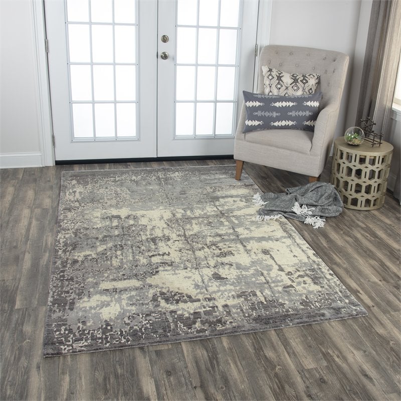 Alora Decor Radiant 8' x 10' Abstract Gray/Ivory/Gray Hybrid Area Rug