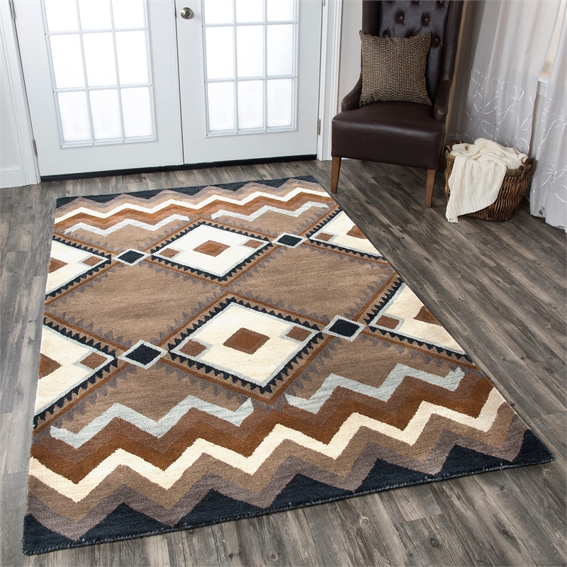 Alora Decor Pueblo 8' x 10' Tribal Multi/Navy/Dk Taupe/Camel Area Rug