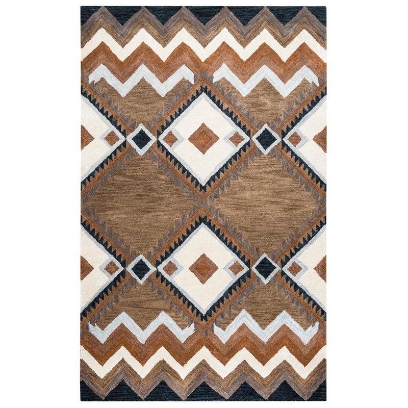 Alora Decor Pueblo 8' x 10' Tribal Multi/Navy/Dk Taupe/Camel Area Rug