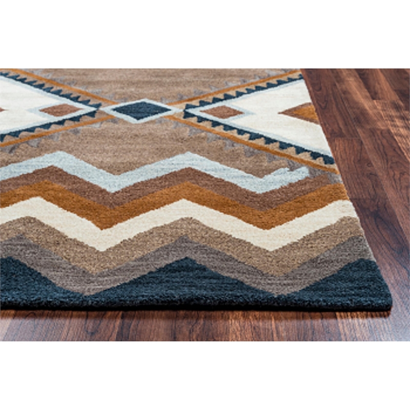Alora Decor Pueblo 8' x 10' Tribal Multi/Navy/Dk Taupe/Camel Area Rug