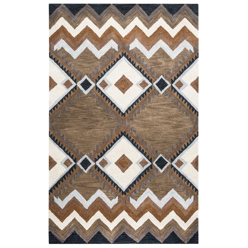 Alora Decor Pueblo 8' x 10' Tribal Multi/Navy/Dk Taupe/Camel Area Rug