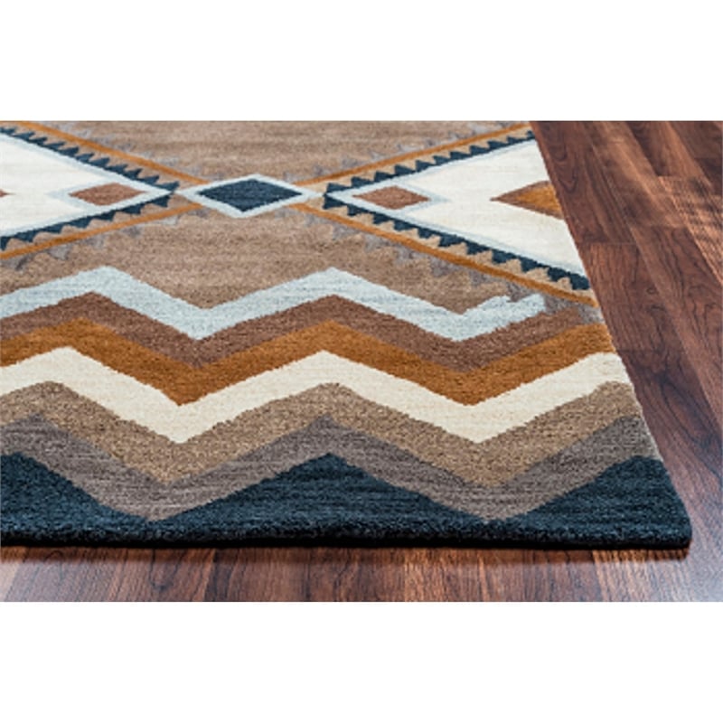 Alora Decor Pueblo 3' x 5' Tribal Multi/Navy/Dk Taupe/Camel Area Rug