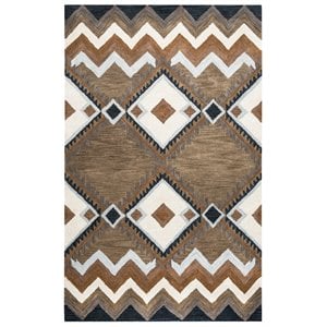 Alora Decor Pueblo 5' x 8' Tribal Multi/Navy/Dk Taupe/Camel Area Rug