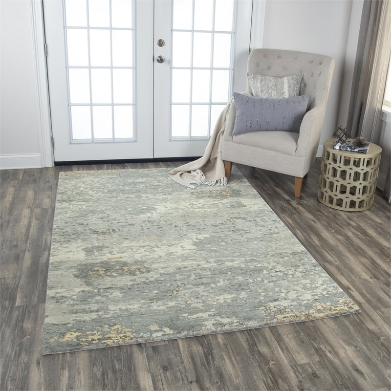 Alora Decor Radiant 5' x 8' Abstract Gray/Ivory/Gray Hybrid Area Rug