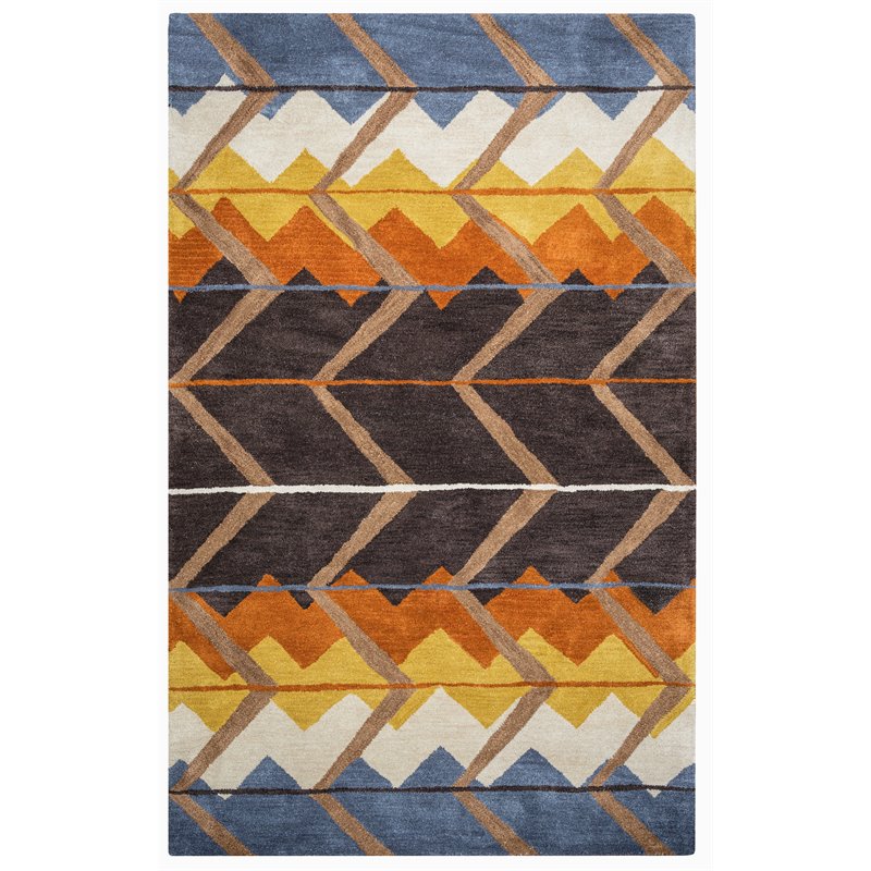 Alora Decor Pueblo 3' x 5' Tribal Multi Blue Off White Gold Rust Area Rug