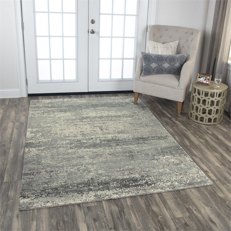 Alora Decor Radiant 10' x 13' Abstract Gray/Ivory Hybrid Area Rug