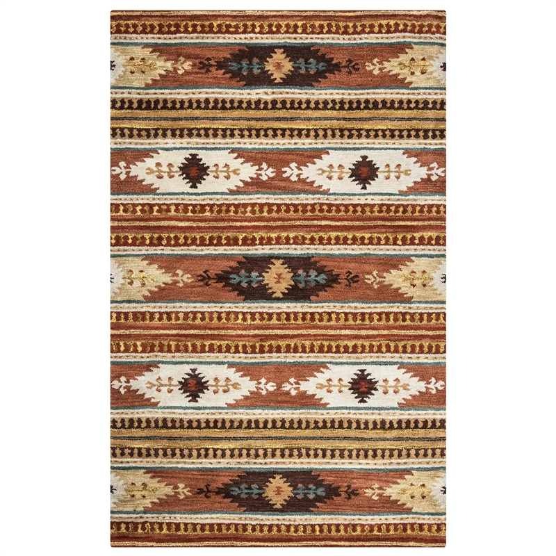 Alora Decor Ryder 3' x 5' Tribal Multi/Brown/Blue/Gold/Khaki Area Rug
