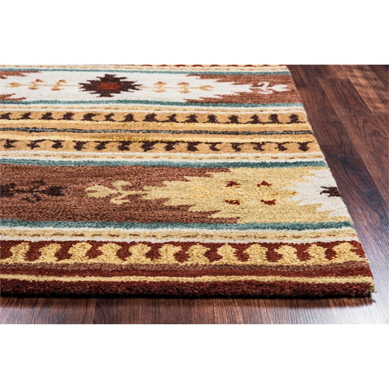 Alora Decor Ryder 3' x 5' Tribal Multi/Brown/Blue/Gold/Khaki Area Rug
