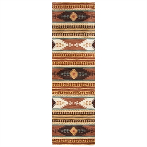 Alora Decor Ryder 2'6&quot x 10' Tribal Multi/Brown/Blue/Gold/Khaki Hand-Tufted Rug