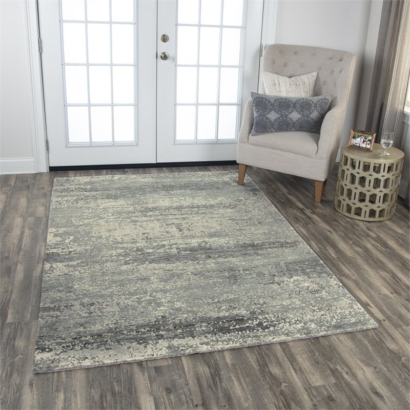 Alora Decor Radiant 9' x 12' Abstract Gray/Ivory Hybrid Area Rug