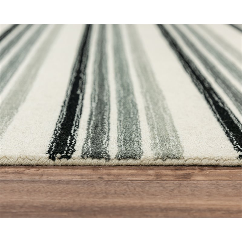 Alora Decor Rivera 5' x 8' Stripe Gray/Ivory/Charcoal Hand-Tufted Area Rug