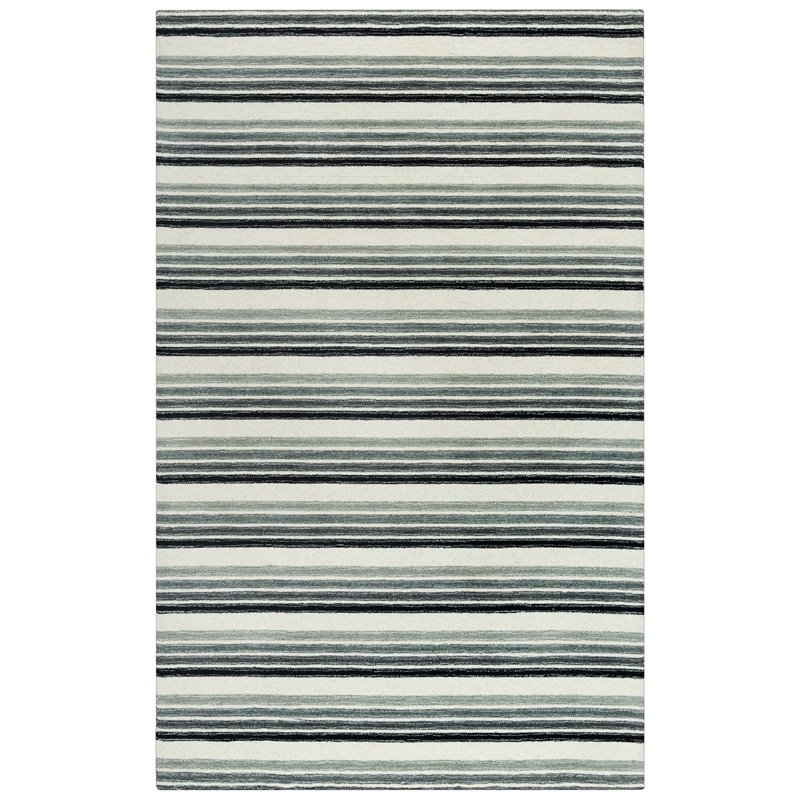 Alora Decor Rivera 5' x 8' Stripe Gray/Ivory/Charcoal Hand-Tufted Area Rug