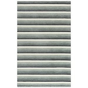 Alora Decor Rivera 5' x 8' Stripe Gray/Ivory/Charcoal Hand-Tufted Area Rug