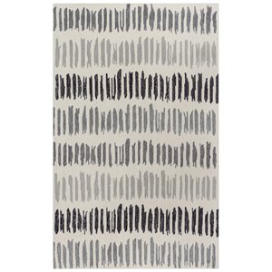 Alora Decor Rivera 5' x 8' Stripe Gray/Ivory/Charcoal Hand-Tufted Area Rug