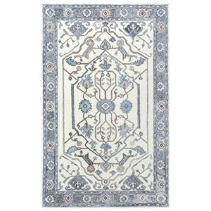 Alora Decor Spirit 5' x7'6&quot Medallion Beige/Gray/Gray Hand Tufted Area Rug