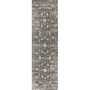 Alora Decor Swagger 2'3&quot x 7'7&quot Floral Distress Gray/Dk Gray/Tan/Ivory/Black Rug