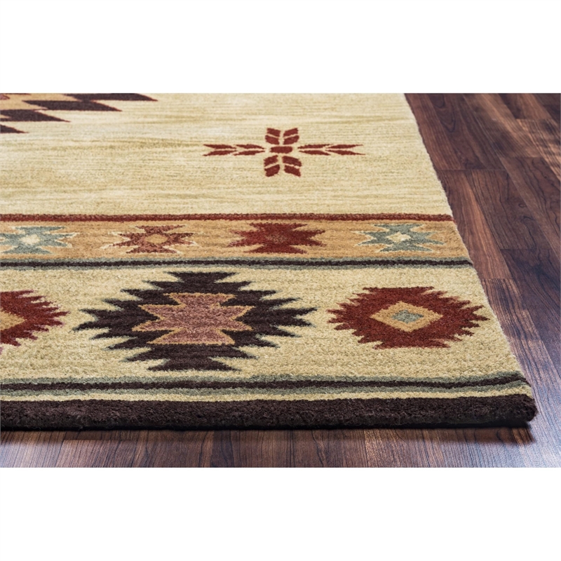 Alora Decor Ryder 3' x 5' Tribal Khaki/Brown/Burgundy/Sage Hand-Tufted Area Rug
