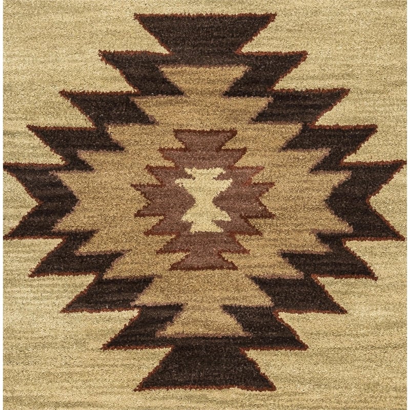 Alora Decor Ryder 3' x 5' Tribal Khaki/Brown/Burgundy/Sage Hand-Tufted Area Rug