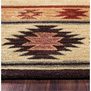 Alora Decor Ryder 2'6&quot x 10' Tribal Khaki/Brown/Burgundy/Sage Hand-Tufted Rug