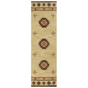 Alora Decor Ryder 2'6&quot x 8' Tribal Khaki/Brown/Burgundy/Sage Hand-Tufted Rug