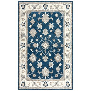 Alora Decor Spirit 7'6&quot x 9'6&quot Classical Navy/Ivory Hand Tufted Area Rug