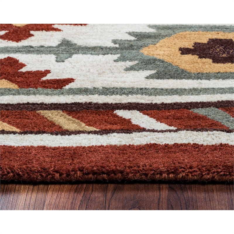 Alora Decor Ryder 3' x 5' Tribal Rust/Khaki/Navy/Sagee Hand-Tufted Area Rug