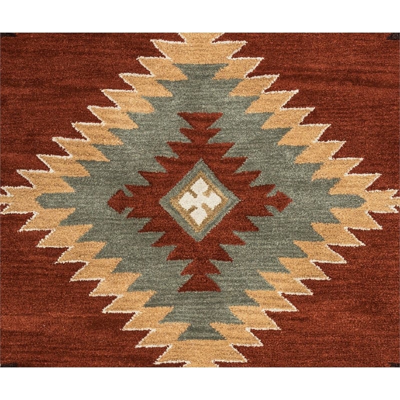 Alora Decor Ryder 8' Round Tribal Rust/Khaki/Navy/Sage Hand-Tufted Area Rug
